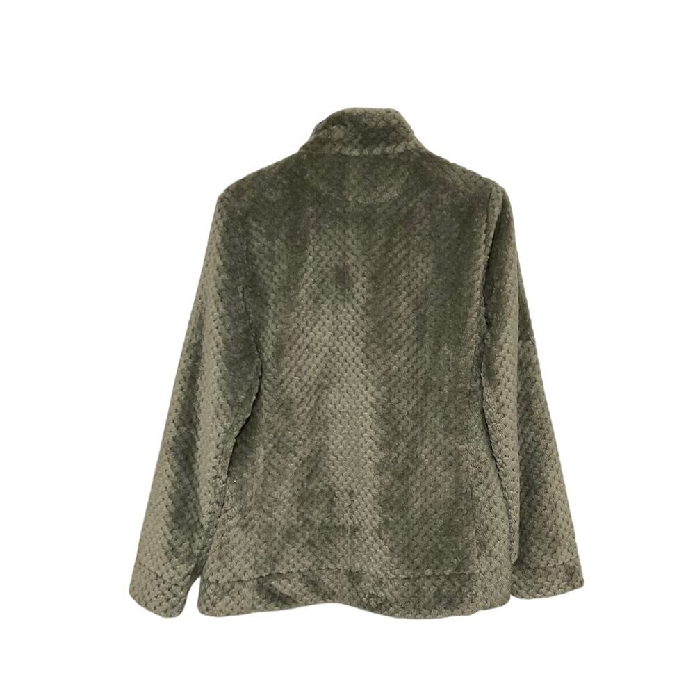 Calvin Klein Green Fuzzy Fleece Full-Zip Jacket Size Medium Teddy Bear - Picture 2 of 7